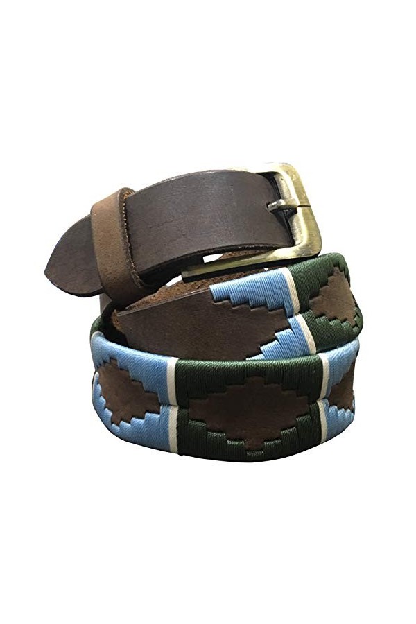 CARLOS DIAZ Ceinture Unisexe en Cuir Marron Premium Pour Hommes pour Femmes Polo de Créateur Brodé 80 cm/ 30-32 Inches 