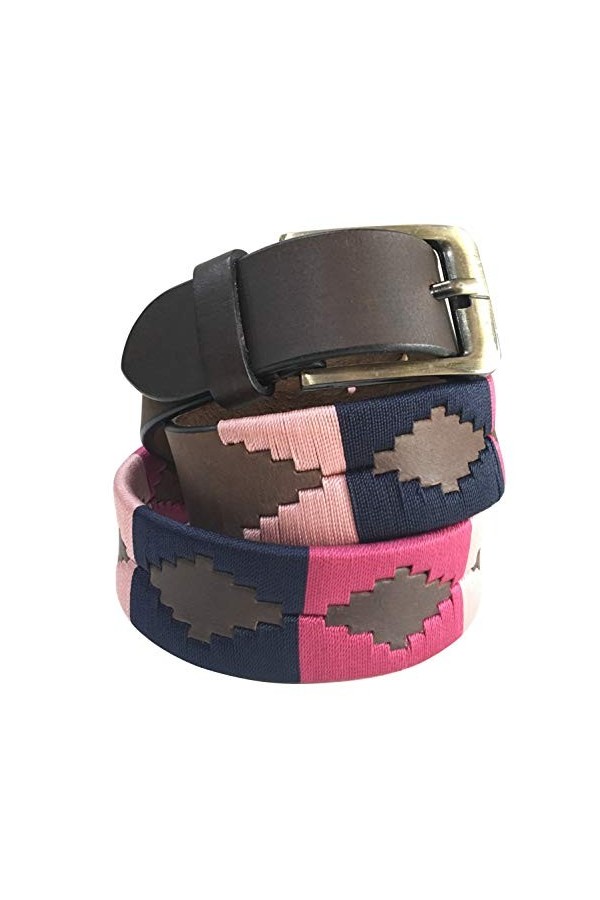 CARLOS DIAZ Ceinture Unisexe en Cuir Marron Premium Pour Hommes pour Femmes Polo de Créateur Brodé 105 cm / 42-44 Inches 