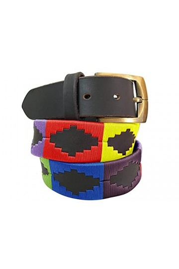 CARLOS DIAZ Ceinture Unisexe en Cuir Marron Premium Pour Hommes pour Femmes Polo de Créateur Brodé 105 cm / 42-44 Inches 