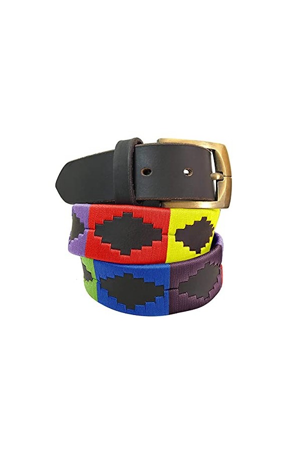 CARLOS DIAZ Ceinture Unisexe en Cuir Marron Premium Pour Hommes pour Femmes Polo de Créateur Brodé 105 cm / 42-44 Inches 