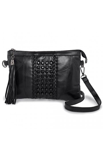 LaRechor Petit Sac Bandoulière Femme, Sac à Main en Cuir Souple - Pochettes et Clutches Femme avec Sangle et Bracelet - Sac d
