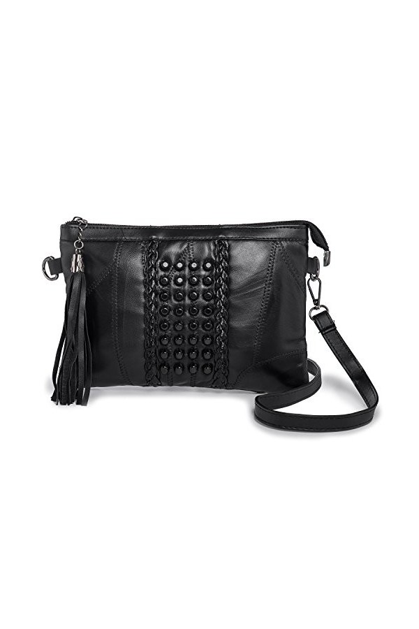 LaRechor Petit Sac Bandoulière Femme, Sac à Main en Cuir Souple - Pochettes et Clutches Femme avec Sangle et Bracelet - Sac d