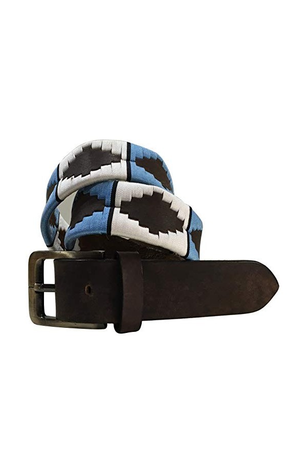 CARLOS DIAZ Ceinture Unisexe en Cuir Marron Premium Pour Hommes pour Femmes Polo de Créateur Brodé 105 cm / 42-44 Inches 