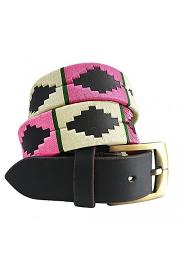 CARLOS DIAZ Ceinture Unisexe en Cuir Marron Premium Pour Hommes pour Femmes Polo de Créateur Brodé 105 cm / 42-44 Inches 