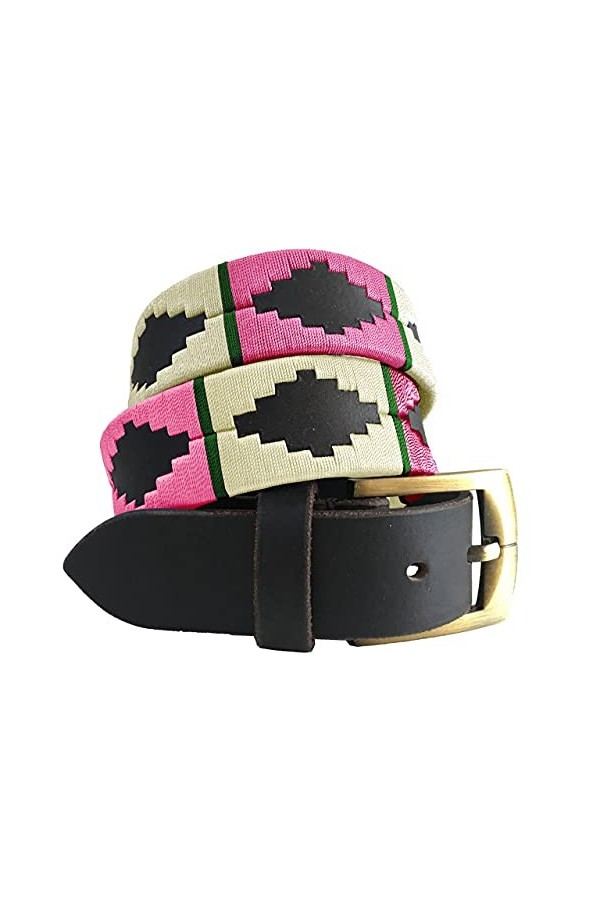 CARLOS DIAZ Ceinture Unisexe en Cuir Marron Premium Pour Hommes pour Femmes Polo de Créateur Brodé 105 cm / 42-44 Inches 