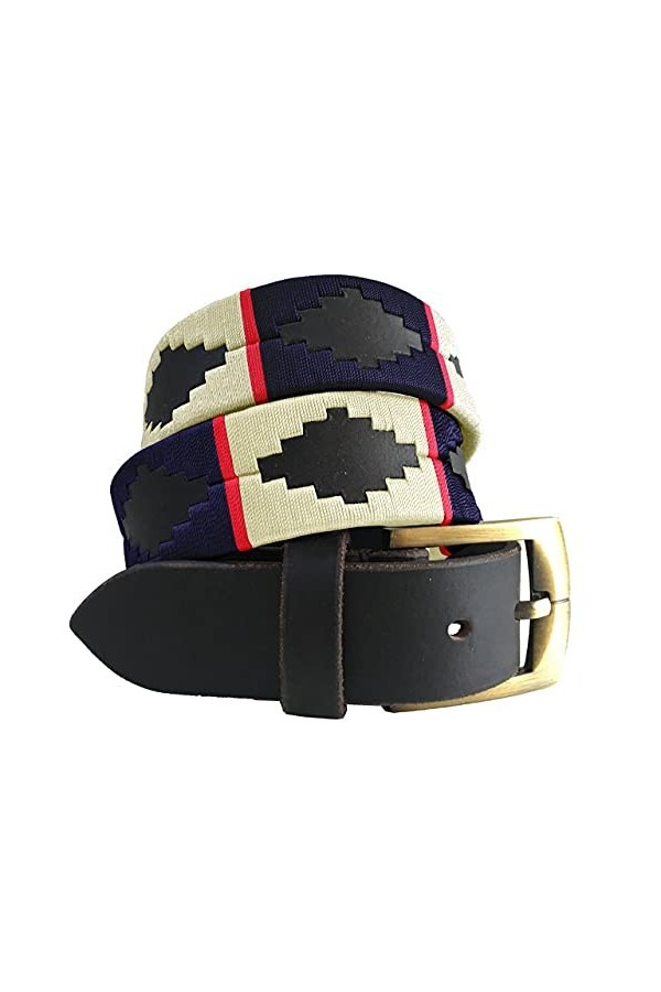 CARLOS DIAZ Ceinture Unisexe en Cuir Marron Premium Pour Hommes pour Femmes Polo de Créateur Brodé 80 cm/ 30-32 Inches 