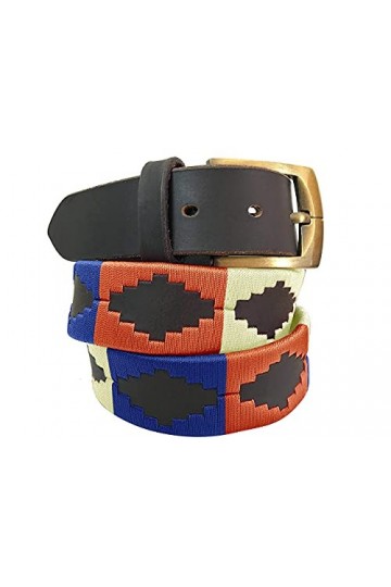 CARLOS DIAZ Ceinture Unisexe en Cuir Marron Premium Pour Hommes pour Femmes Polo de Créateur Brodé 105 cm / 42-44 Inches 