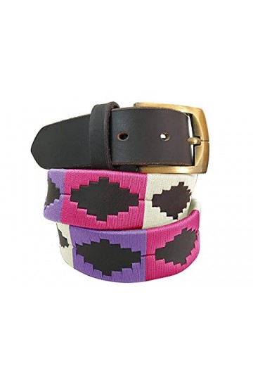 CARLOS DIAZ Ceinture Unisexe en Cuir Marron Premium Pour Hommes pour Femmes Polo de Créateur Brodé 105 cm / 42-44 Inches 