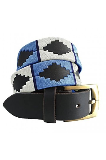 CARLOS DIAZ Ceinture Unisexe en Cuir Marron Premium Pour Hommes pour Femmes Polo de Créateur Brodé 85 cm/ 32-34 Inches 