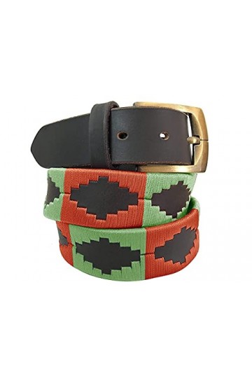 CARLOS DIAZ Ceinture Unisexe en Cuir Marron Premium Pour Hommes pour Femmes Polo de Créateur Brodé 90 cm / 34-36 Inches 