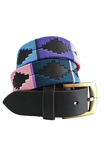 CARLOS DIAZ Ceinture Unisexe en Cuir Marron Premium Pour Hommes pour Femmes Polo de Créateur Brodé 105 cm / 42-44 Inches 