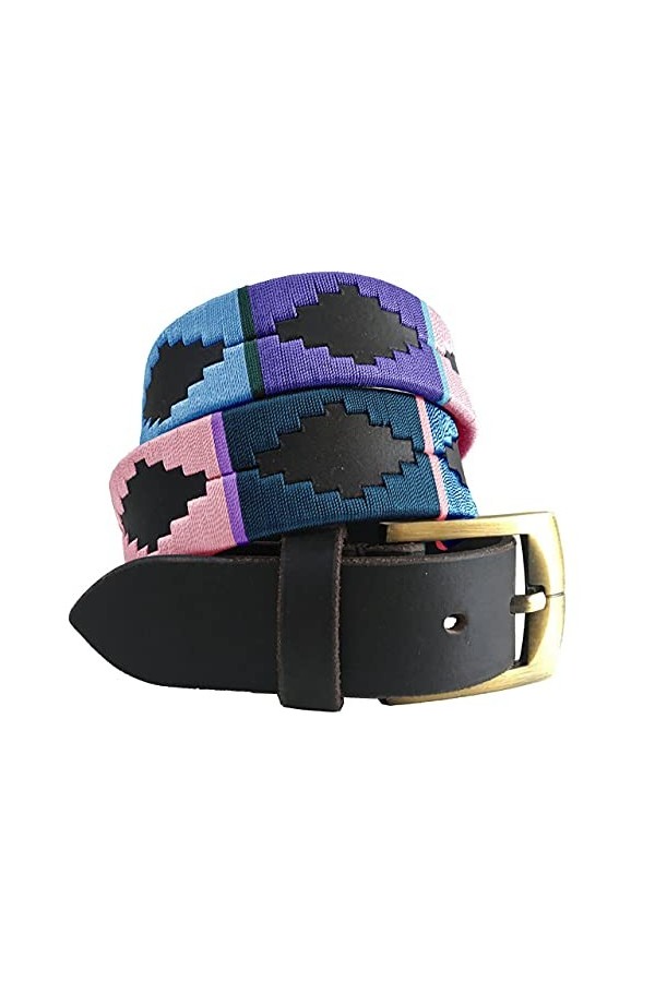 CARLOS DIAZ Ceinture Unisexe en Cuir Marron Premium Pour Hommes pour Femmes Polo de Créateur Brodé 105 cm / 42-44 Inches