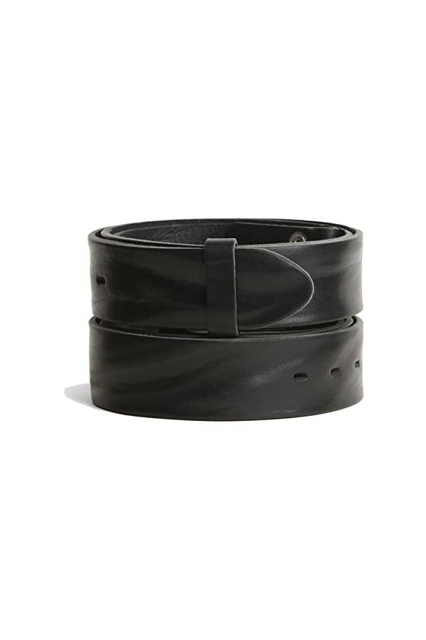 VaModa Ceinture en cuir 4cm | Jeans Belt 40mm pour homme et femme | modèle Crush | couleur noir, Longueur-95cm, Druckknopfs