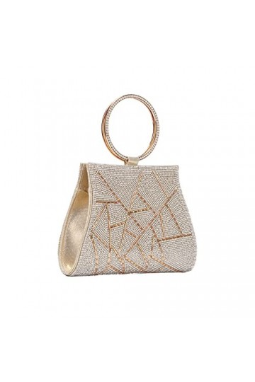 EVEOUT Sac à Main de soirée avec Strass pour Femme Pochettes et Clutches élégant avec chaîne pour Banquet Fête de Mariage Or 
