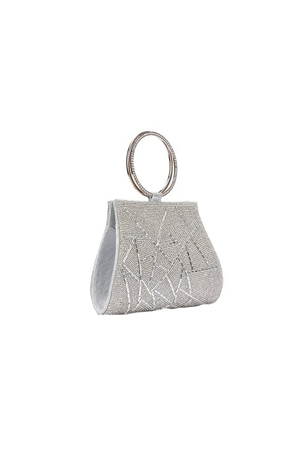 EVEOUT Sac à Main de soirée avec Strass pour Femme Pochettes et Clutches élégant avec chaîne pour Banquet Fête de Mariage Or 