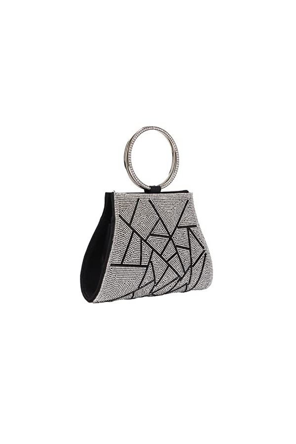 EVEOUT Sac à Main de soirée avec Strass pour Femme Pochettes et Clutches élégant avec chaîne pour Banquet Fête de Mariage Or 