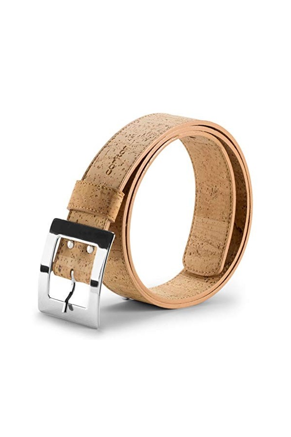 Corkor Ceinture en liège pour femme - 40 mm de large - Produit végétalien - Accessoire décontracté - Noir - Medium