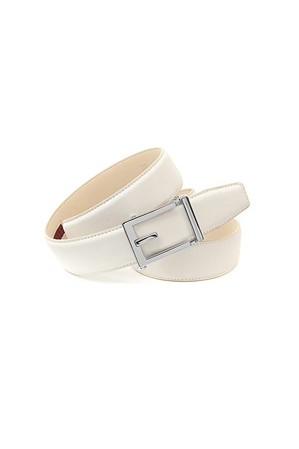 Anthoni Crown Ledergürtel Ceinture, Weiß, 105 Femme
