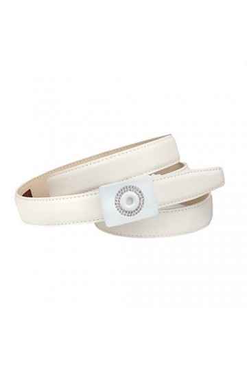 Anthoni Crown Ledergürtel Ceinture, Weiss, 75 Femme