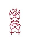 BANSSGOTH Ensemble de lingerie pour femme avec harnais et soutien-gorge, porte-jarretelles et sangle de poitrine, rouge vin, 