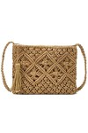 EVEOUT Pochettes et Clutches Femme Sac à bandoulière en Paille Ancien Sac tissé à la Main Sac de Plage dété Blanc