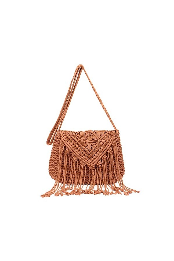 EVEOUT Pochettes et Clutches Femme Sac à bandoulière en Paille Ancien Sac tissé à la Main Sac de Plage dété Blanc