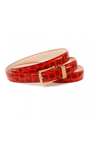 Anthoni Crown Ledergürtel Ceinture, Rot, 75 Femme