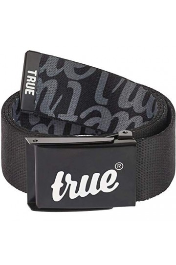 Ceinture réversible pour homme – Ceinture en toile avec boucle en métal – Avec décapsuleur, noir/gris, taille unique