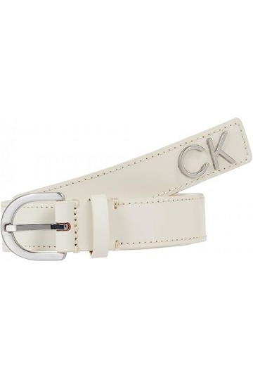 Calvin Klein RE-Lock RND BCKL BLT W/Tip 25MM Ceintures, DK Ecru, 95 Femme