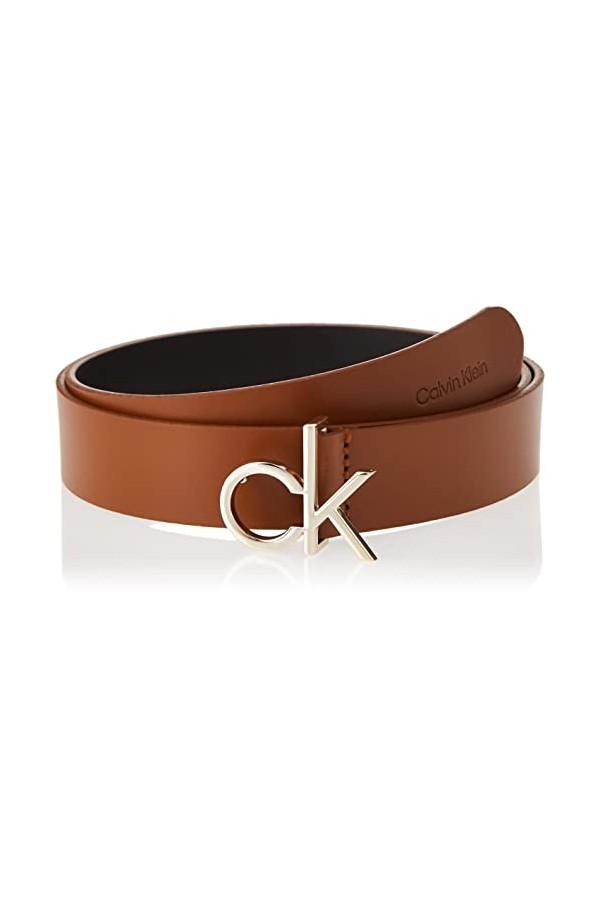 Calvin Klein Ceinture avec Logo Re-Lock 30 mm, Cognac, 95 cm Femme