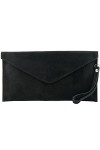 modamoda de - T106 – ITAL Clutch Sac de soirée en daim, Noir , Small