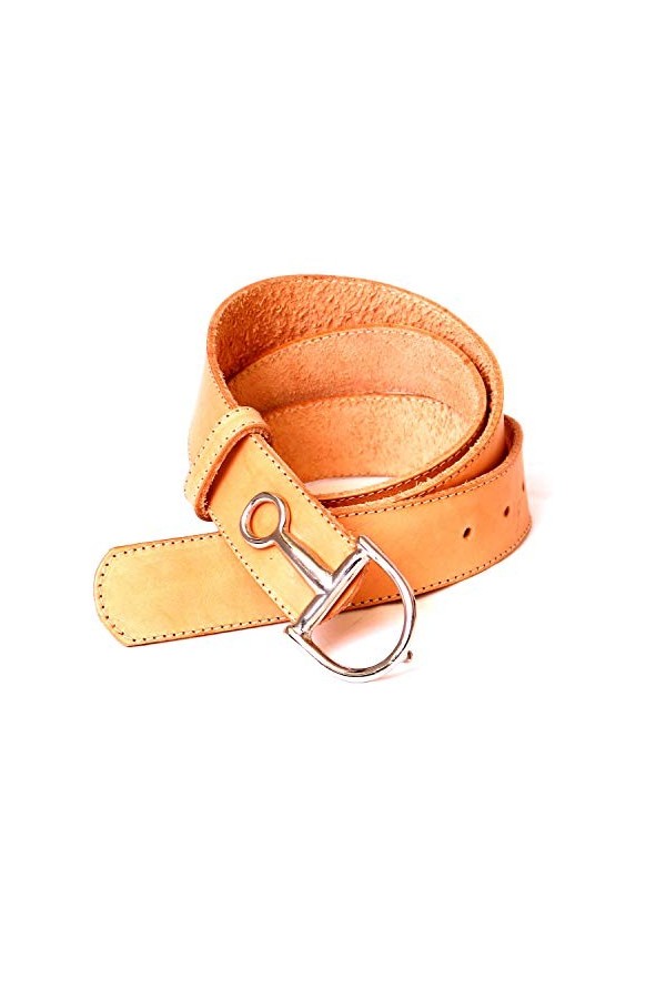 Ceinture large pour femmes cuir naturel piqûre sellier boucle étrier de cheval mode équitation