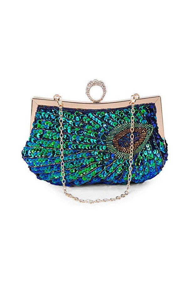 BAIGIO Sac de Soiree a Paillettes pour Femme - Sac a main Bride Floral Clutch Sac a main de Fete Scintillant Petit sac a Band