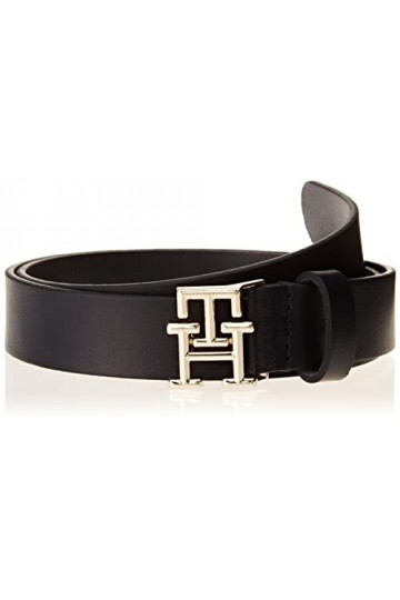 Tommy Hilfiger Ceinture Femme TH Logo 2.5 Ceinture Cuir, Bleu Space Blue , 100