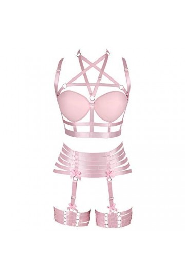 BANSSGOTH Harnais complet pour femmes soutien-gorge Cage Punk gothique porte-jarretelles ensemble Festival Rave réglable phot