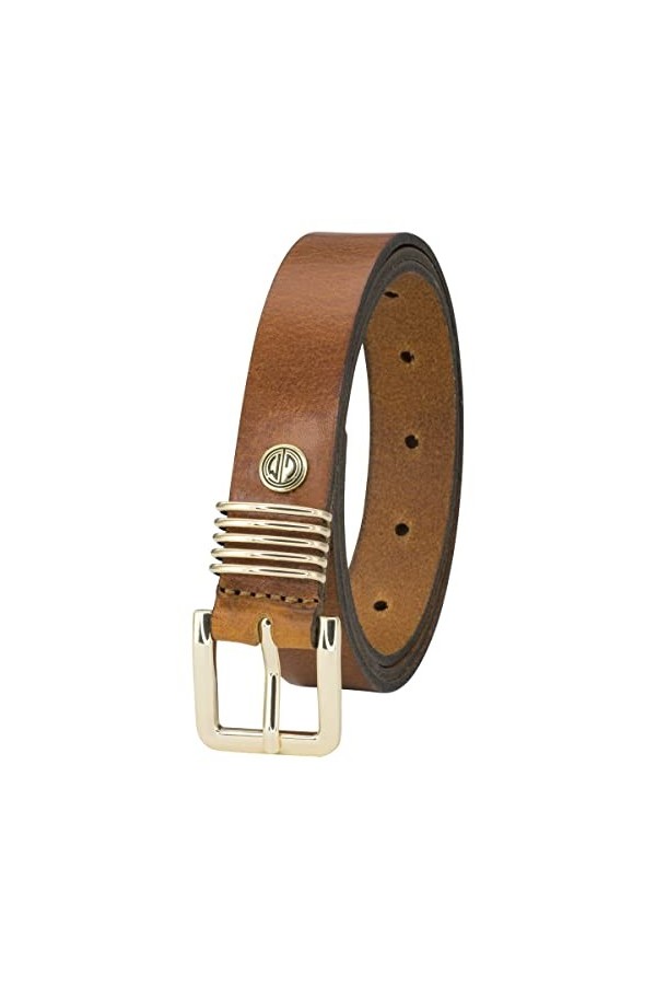LINDENMANN full cowhide belt ladies, belt ladies leather 25 mm wide, belt ladies, full cowhide belt cognac, Farbe/Color:marro