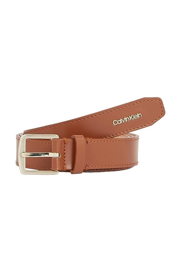 Calvin Klein CK Must SQR Letter Tip 25MM Belt Ceintures, Cognac, 100 Femme