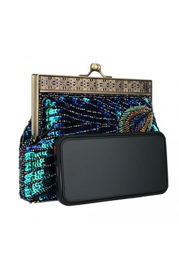 Beaded Evening Bags Women Clutch Bags for Ladies Designer Handbags for Women Peacock Evening Bag Peacock Blue Clutch Bag Mini