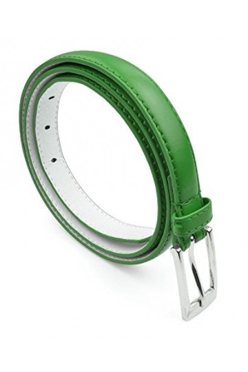 Ceinture fine en cuir PU avec boucle polie pour femme Belle Donne, Kellygreen, Large