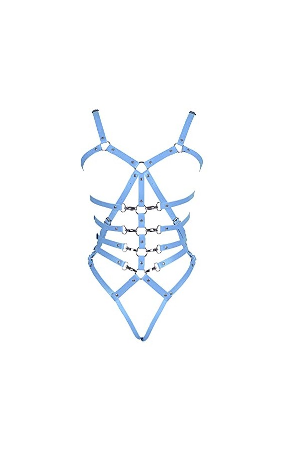 Harnais en cuir pour femme - Style punk - Ceinture de cage - Soutien-gorge Harajuku - Pour festival, danse, carnaval, costume