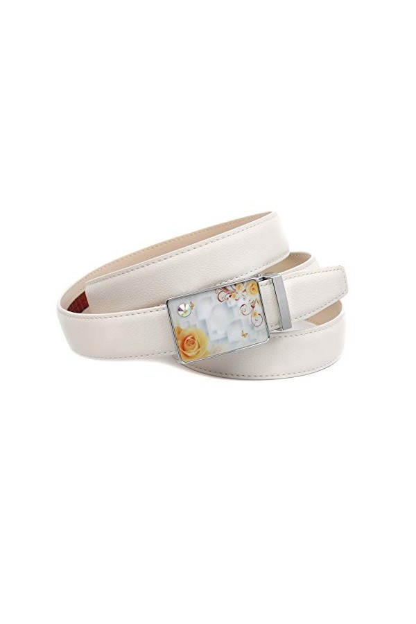 Anthoni Crown Ledergürtel Ceinture, Bleu Ciel, 110 cm Femme