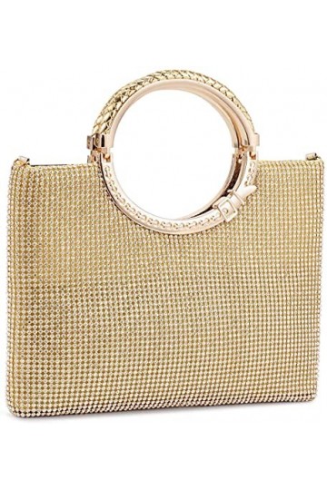 Symall Portefeuille de nuit pour femme avec strass incrustés pour mariée, bal, cocktail, fête, clutch et cérémonie, or, 24*3*