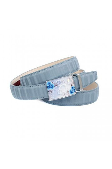 Anthoni Crown Ledergürtel Ceinture, Bleu Ciel, 110 cm Femme