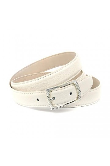 Anthoni Crown Ledergürtel Ceinture, Weiß, 90 Femme