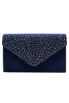 Sac à Main Pochette Clutch Bleu Marine avec Diamants