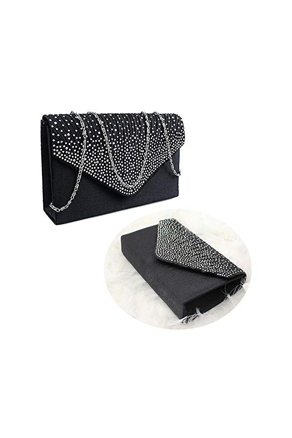 Sac à Main Pochette Clutch Bleu Marine avec Diamants