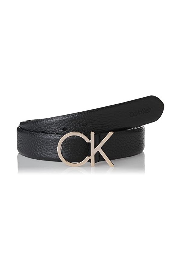 Calvin Klein Ceinture Femme Re-Lock Ck Logo Belt 3.0 cm Ceinture Cuir, Noir Ck Black , 75 cm