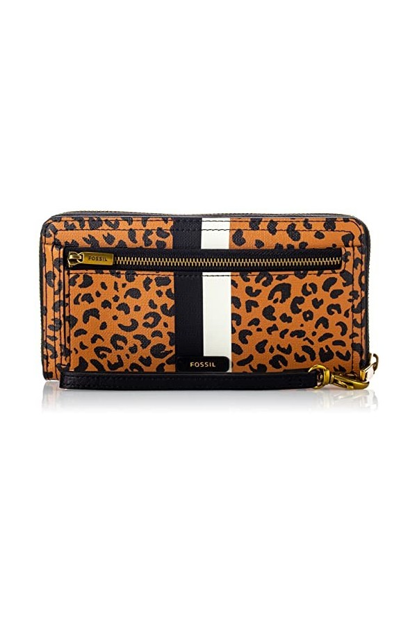 Fossil Portefeuille pour femme Logan, Eco cuir/Polyurethane Trim Zip Clutch graystone 19.7 cm L x 1.9 cm W x 10.2 cm H SL7831