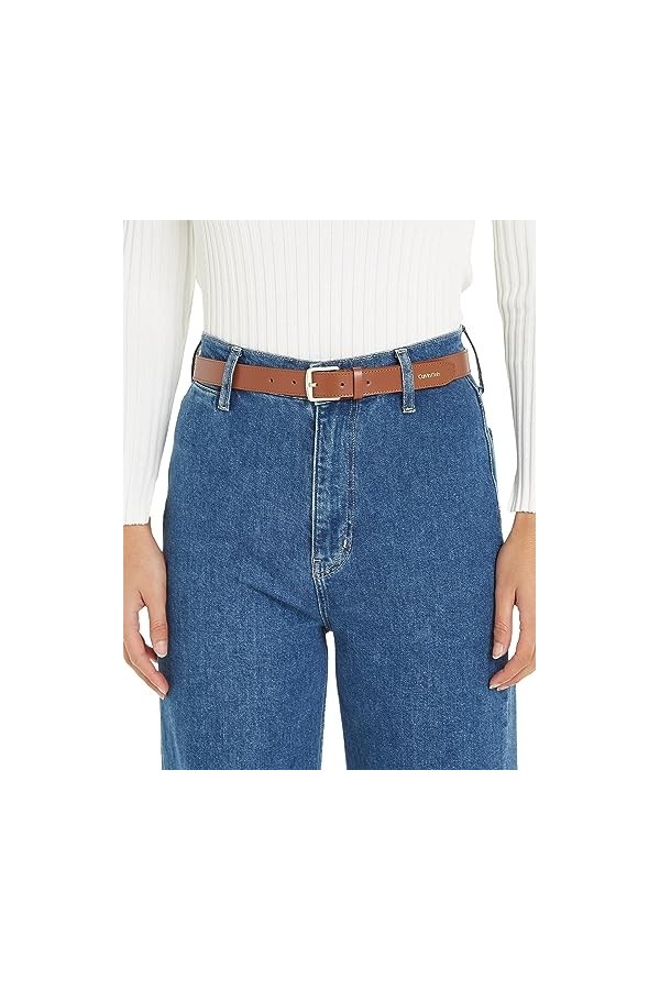 Calvin Klein CK Must SQR Letter Tip 25MM Belt Ceintures, Cognac, 100 Femme