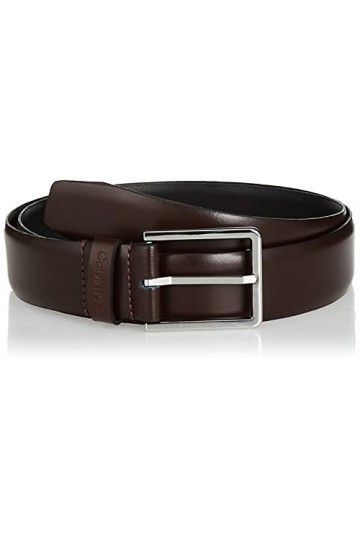 Calvin Klein Ceinture Homme 3.5 cm Bombed Belt Ceinture Cuir, Marron Dark Brown , 115 cm